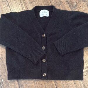 Zara Black Knit Cardigan with Wooden Buttons
